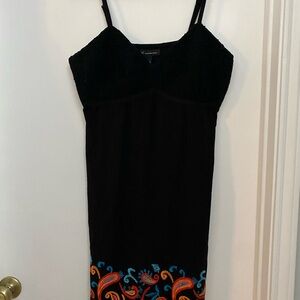 INC International Concepts Black and Orange Spaghetti Strap Mini Dress